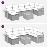  Vrtna garnitura - 8-dijelni set vrtnih sofa od poliratana s jastucima sivi - Siva sa spremištem 7 | shoptok.hr