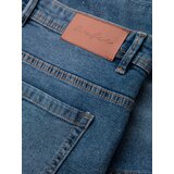 Ombre Men's short denim shorts with rubbing and rolled up leg - blue | ePonuda.com