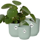  3-delni set okroglih cvetličnih loncev vibes fold, zeleni sorbet, 14cm, 16cm, 18cm | Shoptok.si