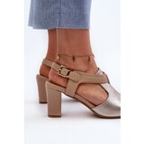 Boto Women's Sandals with High Heel Made of Eco Leather Gold Queenmarie | Shoptok.si