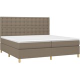  box spring s madracem LED smeđesivi 200x200 cm tkanina | shoptok.hr