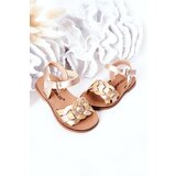 Kesi Children's Sandals With Snake Pattern Gold Baxlee | shoptok.hr