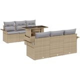  7-delni set vrtnih zof z blazinami, bež poly ratan | Shoptok.si