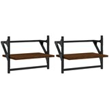  The living store stenske police s prečkami 2 kosa rjavi hrast 40x25x30 cm - stenska polica, (21502985) | Shoptok.si