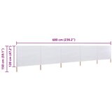  Vjetrobran s 5 panela od tkanine 600 x 120 cm pješčano bijeli | shoptok.hr