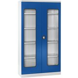 eurokraft pro Omara za material, globina 450 mm, 4 police in vrata s šipo, modra vrata | Shoptok.si