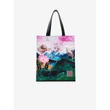 Desigual Green-pink Women Patterned Shopper Paisaje Surreal - Women Cene