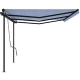  Automatska tenda na uvlačenje sa stupovima 6 x 3 m plavo-bijela | shoptok.hr