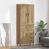 vidaXL Visok predalnik 2 pcs Umetni hrast Inženirski les in steklo | Shoptok.si