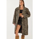 Bianco Lucci Women's Leopard Patterned Double Breasted Cashmere Coat 2479 Cene