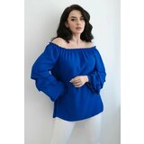 Kesi Spanish blouse with decorative sleeves cornflower blue Cene