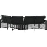  Vrtna sofa L-oblika s jastucima i tabureom crna od poliratana | Eponuda.com