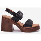 VINCEZA Women's sandals on a chunky heel and platform Black 17387 | Shoptok.si