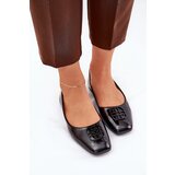 VINCEZA Lacquered Elegant Women's Ballet Flats With Decorative Detail Black 17377 | Shoptok.si