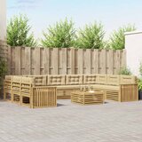  Set vanjskih sofa 10 kom. Bijela i bež Čvrsto drvo akacije | shoptok.hr