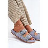 Boto Ladies Slippers With Buckles And Decorative Edging Blue Visley | Shoptok.si