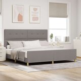  Smeđe-sivi krevet 200x200 cm od tkanine | shoptok.hr
