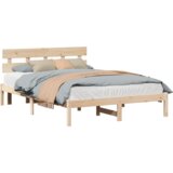vidaXL Posteljni okvir z naslonom 150x200 cm Trden borov les | Shoptok.si