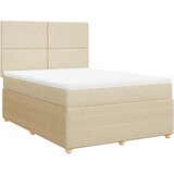  Krevet s oprugama i madracem krem 140 x 190 cm od tkanine | shoptok.hr