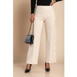 Fenzy Elegantne Hlače Z Gumbi, Krem | Shoptok.si