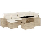 Maison Chic Seti vrtnega pohištva - Vrtna garnitura - Vrtni pohištvo set 7-delna z blazinami bež poli ratan, (21805082) | Shoptok.si