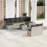  10-dijelni set vrtnih sofa poliratan s jastucima svijetlosivi | shoptok.hr
