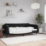 The Living Store Raztegljiva postelja črna 100x200 cm žamet - Raztegljiv Kavč, (21490528) | Shoptok.si