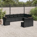  10-dijelni set vrtnih sofa s jastucima crni od poliratana Cijene