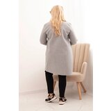 Kesi Włoski Elegant Plus Size women's coat with a collar and large pockets gray | shoptok.hr