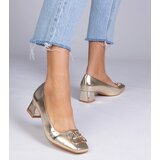 Gemre Golden low-heeled pumps with rhinestones Cahes | Shoptok.si
