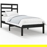 The Living Store Posteljni okvir črn iz trdnega lesa 100x200 cm - Posteljni Okvir, (21526406) | Shoptok.si