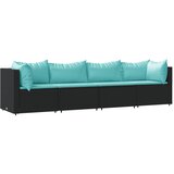 Maison Chic Seti vrtnega pohištva - Vrtna garnitura - Vrtni pohištvo set 4-delna z blazinami črn poli ratan, (21820953) | Shoptok.si