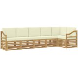 vidaXL Kotna sedežna garnitura 6 pcs Bela in krem Masiven les akacije, (5000283527) | Shoptok.si