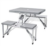 vidaXL Sklopivi set za kampiranje, 4 aluminijske stolice, svijetlo sivi | shoptok.hr