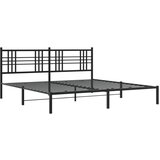  The Living Store Kovinski posteljni okvir z vzglavjem črn 200x200 cm - Posteljni Okvir, (21446161) | Shoptok.si