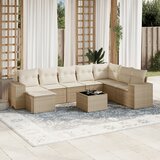 vidaXL 9-dijelni set vrtnih sofa s jastucima bež od poliratana | shoptok.hr
