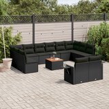  13-dijelni set vrtnih sofa s jastucima poliratan crni | shoptok.hr