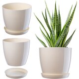 KADAX cvetlični lonec s krožnikom, plastični pokrov, 16 cm krem cvetlični lonec, (5000345970) | Shoptok.si