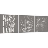  Vrtni zidni ukrasi 3 kom 55 x 55 cm čelik COR-TEN uzorak trave | shoptok.hr