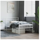 vidaXL Kovinski posteljni okvir z vzglavjem in vznožjem bel | Shoptok.si