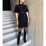  Black midi dress with a delicate belt Dustina | shoptok.hr