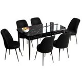 Hanah home han - black marble, black black marbleblack extendable dining table & chairs set (7 pieces) | Eponuda.com