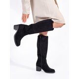 Shelvt Openwork black suede boots | Shoptok.si
