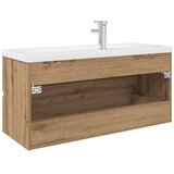  Ormarić za umivaonik s ugradbenim umivaonikom i slavinom Smeđa 100 x 38.5 x 45 cm | shoptok.hr