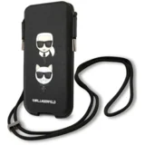 ORIGINAL KARL LAGERFELD TORBICA SAFFIANO IKONIK KARL&CHOUPETTE HEAD KLHCP12MOPHKCK 6,1 INČA CRNA