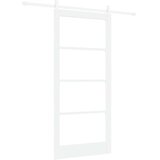  Klizna vrata 93 x 202 cm Masivna borovina i staklo Bijelo | shoptok.hr