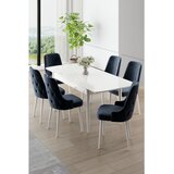 Hanah home trpezarijski set Nola, sto na razvlačenje i 6 stolica, bela ploča, antracit tkanina Babyface | Eponuda.com