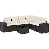  The Living Store Vrtna sedežna garnitura 7-delna z blazinami črn poli ratan - Vrtna Sedežna Garniture, (21446628) | Shoptok.si