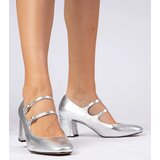 Gemre Silver women's block heel pumps with buckles Meloni | ePonuda.com