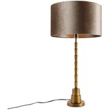 QAZQA Namizna svetilka bronasta s senčilom iz žameta taupe 35 cm - Pisos | Shoptok.si